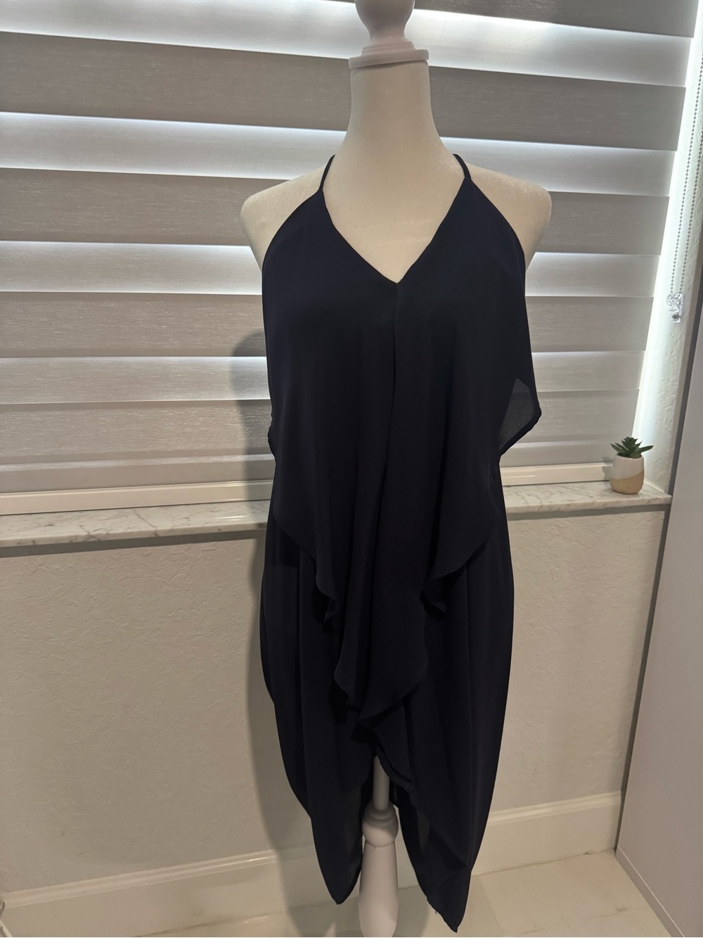 Backless Halter Ruffle Dress in Black